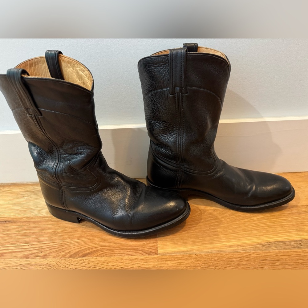 Men's CABORCA Western Cowboy Black Leather Boots Mexico 29.5EE US Sz 10.5EE